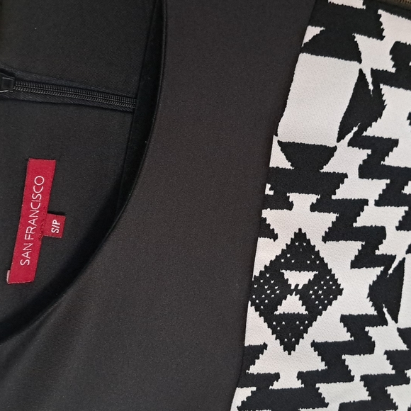 Small san francisco black and white bodycon midi dress aztec pattern - Picture 4 of 7